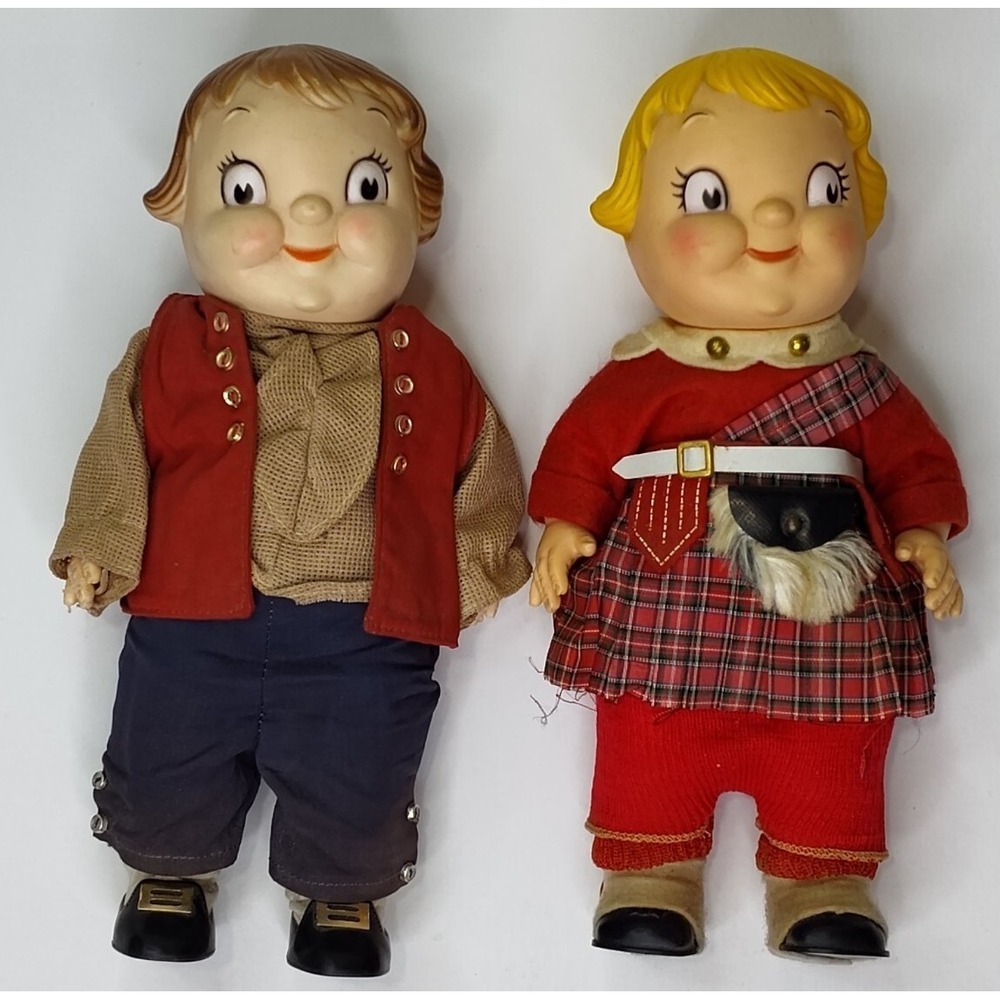 LOT-2 VTG Rare CAMPBELL'S Kid Dolls Girl & Boy 1960-70 10"📸SEE📸